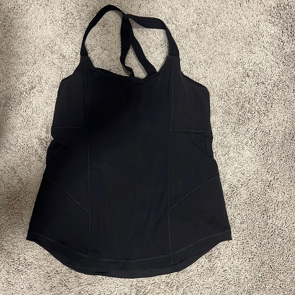 Lululemon Work It Out Tank Black Tank Top Size 12 CrissCross Strappy Back
